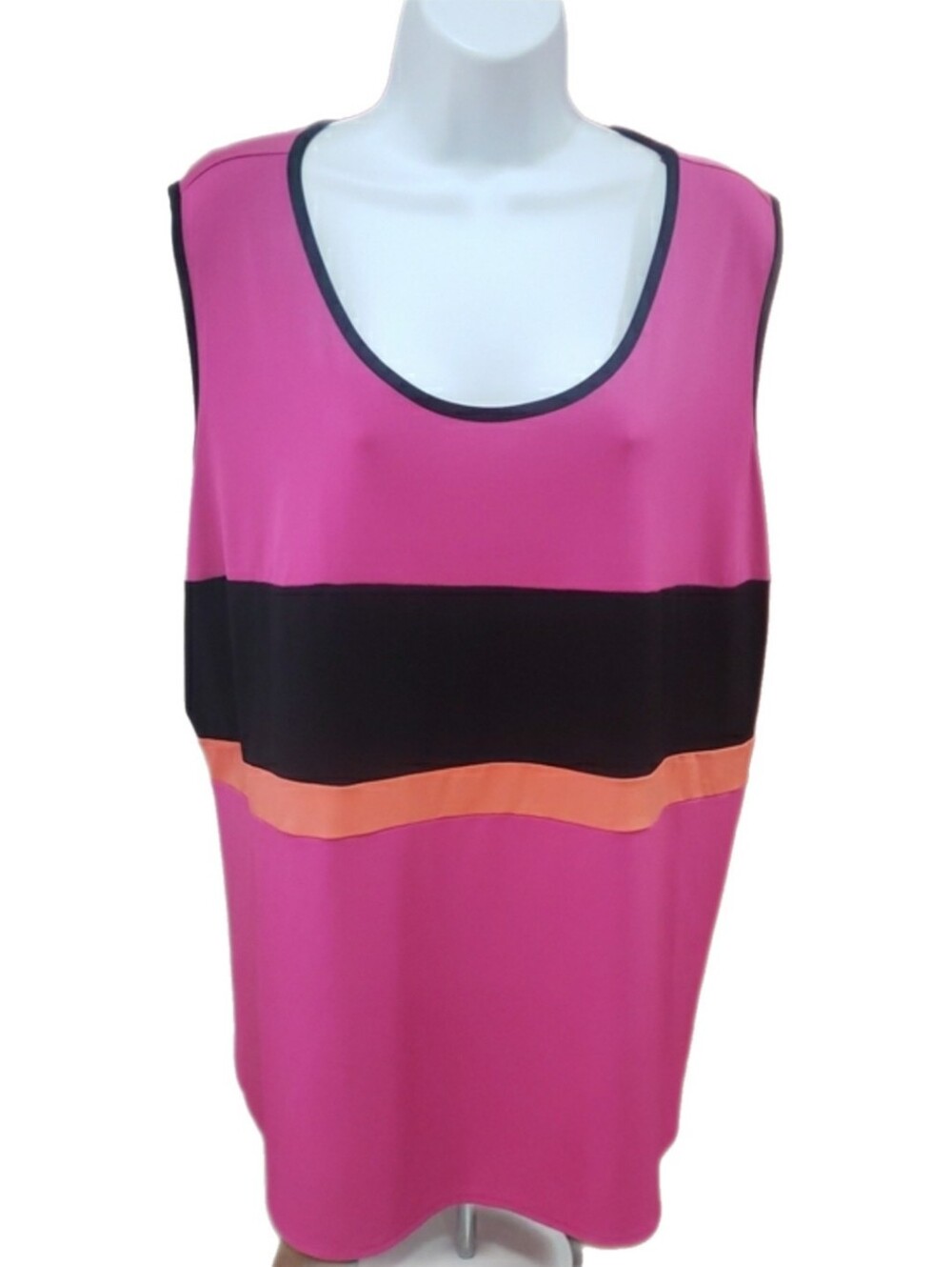 Worthington Woman Retro Fuschia Colorblock Sleeveless Tank Top, 3X